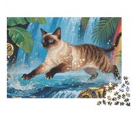 Puzzle Chat Persan 1000 Pieces pour Adultes,Chute d'eau de forêt Tropicale Humide Un Jeu De Dexérité Très Difficile Puzzle Éducatif Aux Défis 1000pcs (75x50cm)