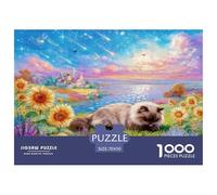 Puzzle Chat Persan 1000 Pièces pour Adultes Et Enfants, Défi Ludique Et Familial, Casse-tête Château et Buisson Fleuri, Home Decor, Cadeau Anniversaire 70x50cm/1000pcs