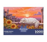Puzzle Chat Persan 1000 Pièces pour Adultes Et Enfants, Défi Ludique Et Familial, Casse-tête Château et Fleurs, Décoration Intérieure, Cadeau Enfant 38x26cm/1000pcs