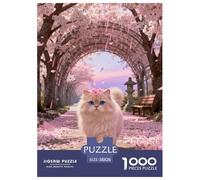 Puzzle Chat Persan 1000 Pièces pour Adultes Et Enfants, Défiant Et Stimulant, Casse-tête Cherry Blossom Jardin, Home Decor, Cadeau Enfant 38x26cm/1000pcs