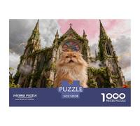 Puzzle Chat Persan 1000 Pièces pour Adultes Et Enfants, Plaisir Partagé en Famille, Jeu Éducatif, Casse-tête Cathédrale Gothique, Home Decor, Cadeau Anniversaire 52x38cm/1000pcs