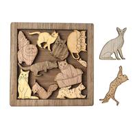Puzzle chat pour adultes, 10 niveaux de difficulté, casse-tête en bois avec pièces de forme unique, 16 x 16 cm, cadeau pour les amoureux des chats, jeu de logique en bois complexe pour décoration de