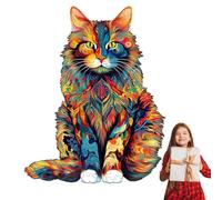 Puzzle Chat - Puzzle Unique en Bois, Jeu de scie sauteuse en Forme d'animal, pièces en Bois découpées avec précision, Teaser de Cerveau décoratif Artistique | pour Adultes Famille Amis Salon