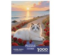 Puzzle Chat Ragdoll 1000 Pièces pour Adultes Et Enfants, Jeu Éducatif, Casse-tête Côte au Sunset, DéCoration, Cadeau Anniversaire 38x26cm/1000pcs