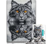 Puzzle Chat Sauvage Noir et Blanc 1000 Pièces pour Adolescents, Jeu de Casse-tête Décoration Murale Cadeaux d'anniversaire et de Noël Uniques (38x26cm)