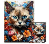 Puzzle Chat Siamois 1000 pièces pour Adultes, Casse-tête Stimulant, Jeu pour Adultes, activité Interactive familiale 26x38cm / 10,23x14,96 Pouces