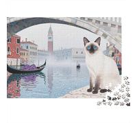 Puzzle Chat Siamois Composé De 1000 Pièces pour Adultes,Canal de Venise Scenery Un Jeu De Dexérité Très Difficile Puzzle,Jeu Éducatif Aux Défis 1000pcs (75x50cm)