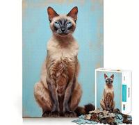 Puzzle Chat Siamois pour Adultes 1000 Pièces Jeu de Réflexion Jeu de Précision Cadeau Unique et Amusant à Partager 38x26cm