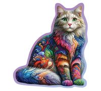 Wooden City – Puzzle en bois Chat doux – 150 pièces, 15 pièces en forme d'animal – Multicolore