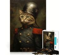 Puzzle Chat Soldat 1000 Pièces pour Adolescents Jeu de Logique Découpe Précise Collection d'art (50x75cm)