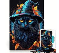 Puzzle Chat Sorcière Familier 1000 pièces Jeu de logique et de réflexion Découpe Experte Artisanat de qualité Exercice Mental Calme à Faire à la Maison (38x52cm)