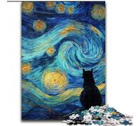 Puzzle Chat sous Le Ciel étoilé 1000 pièces pour Adultes et Adolescents, Relax Games est Un pour Toute la Famille (50x75cm)
