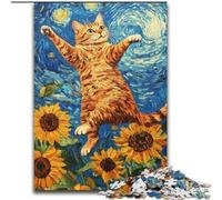 Puzzle Chat sous Le Ciel Nocturne 1000 pièces pour Adultes et Adolescents, Jeu Stimulant et interactif en Famille 26x38cm