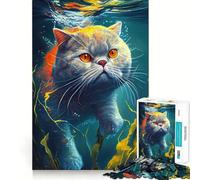 Puzzle Chat sous-Marin 1000 Pièces Stimule l'esprit Découpe Nette Composants Robustes Divertissement captivant pour des Moments de détente à la Maison (38x26cm)