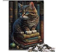 Puzzle Chat sur Le Livre 1000 pièces pour Adultes, Jouet de Divertissement Familial idéal comme Cadeau pour Toute la Famille 50x75cm