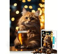Puzzle Chat Tabby Orange Ale pour Adolescents 1000 Pièces Jeu de Réflexion Amusant en Intérieur Découpe de Qualité Cadeau Créatif (50x75cm)