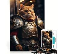 Puzzle Chat Tabby Orange Guerrier 1000 Pièces pour Adolescents Stimule la Mémoire Jeu d'Intérieur Image à Assembler Cadeau de Fêtes (38x52cm)