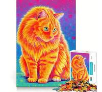 Puzzle Chat Tabby Orange Vibrant Jeu de 1000 pièces Découpe de Haute précision Activité Manuelle Défi cérébral interactif pour la Maison (38x26cm)