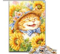 Puzzle Chat Tournesol 1000 pièces pour Adultes, à partir de 14 Ans, décoration Murale, Cadeau d'anniversaire de Noël (50x75cm)