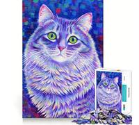 Puzzle Chat Violet 1000 Pièces pour Adolescents Jeu de Réflexion Design Amusant et Paisible Cadeau Unique (50x75cm)