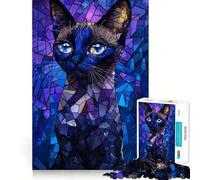 Puzzle Chat Vitrail 1000 Pièces pour Adolescents Renforce la Mémoire Calme et Sérénité Qualité Cadeau de Noël 38x26cm