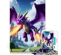 Puzzle Château de Feu Dragon Violet 1000 Pièces pour Adolescents Jeu de Logique Clair et Détente Découpe Parfaite (38x52cm)