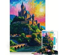 Puzzle Château de la Vallée du Rhin pour Adolescents, 1000 pièces, pour stimuler la mémoire et soulager la Tension, Pièce d'art aux Bords Nets (38x52cm)