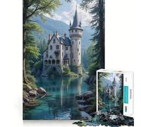 Puzzle Château de Pierre au Bord du Lac pour Adultes 1000 Pièces Stimule la Mémoire Soulage Le Stress Bords Lisse 38x52cm