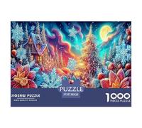 Puzzle Château d'hiver pour Adultes de 14 à 99 Ans Jeu éducatif de Noël enneigé et coloré, idéal pour la décoration et Les Cadeaux (38x26 cm/1000pcs)