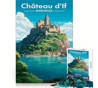 Puzzle Château d'If Marseille Affiche de Voyage pour Adultes 1000 pièces Stimule la mémoire Distraction Douce Découpe précise Idéal pour Noël (38x52cm)