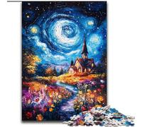 Puzzle Château du Ciel Nocturne 1000 pièces pour Adultes, Jeu Stimulant et Jeu Familial, Cadeau d'anniversaire, décoration Murale (50x75cm)