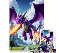 Puzzle Château du Dragon de Feu Violet 1000 Pièces Jeu de Détente et d'Éveil Pièce de Collection Art Découpée avec Précision (50x75cm)