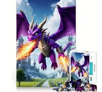 Puzzle Château du Dragon de Feu Violet 1000 Pièces Jeu de Détente et d'Éveil Pièce de Collection Art Découpée avec Précision (50x75cm)
