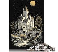 Puzzle Château Fantastique au Clair de Lune pour Adultes, 1000 Pièces, Puzzle Durable, Cadeaux de Noël, 1000 Pièces (38x26cm)