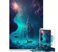 Puzzle Château Galactique sous-Marin 1000 Pièces Découpe Laser pour Un Ajustement Parfait Activité de Partage en Famille (50x75cm)