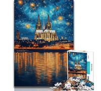 Puzzle Château sous Le Ciel Nocturne pour Adultes et Adolescents, Jeu Familial Amusant, idéal comme Cadeau pour Toute la Famille 50x75cm