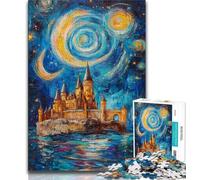 Puzzle Château sous Les étoiles 1000 pièces pour Adolescents et Adultes, Jeu Familial Anti-Stress, défi Difficile, Collection d'artistes, Beaux-Arts 50x75cm