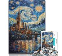 Puzzle Château sous Les étoiles 1000 pièces pour Adultes, Difficile à réaliser mais Amusant et Humoristique, décoration d'intérieur Unique et Cadeaux 38x26cm