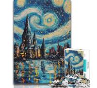 Puzzle Château sous Les étoiles 1000 pièces pour Adultes et Adolescents, Difficile à réaliser mais Amusant et Humoristique avec Affiche et fiche de Questions-réponses Assorties (38x26cm)