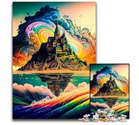 Puzzle Château sur Une île pour Adultes 1000 pièces en Carton, défi cérébral, pour Les Adolescents et décoration d'intérieur 26x38cm/10,23x14,96 Pouces