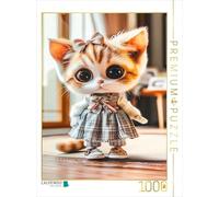 Puzzle · Chaton dans Une Robe à Carreaux | Chaton dans une robe à carreaux · 1000 pièces · Format assemblé 64 × 48 cm · CALVENDO Puzzle