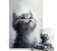 Puzzle Chaton Gris fantaisiste 1000 pièces pour Adultes Concentration, Pleine Conscience, évasion, Cadeau Symbolique (50x75cm)
