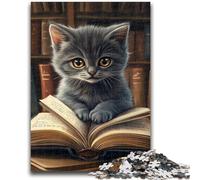 Puzzle Chaton lisant 1000 pièces pour Adultes et Adolescents, Jeu Stimulant, idéal comme Cadeau pour Toute la Famille (50x75cm)