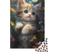 Puzzle Chaton Mignon Jeux Éducatifs Activités Familiales Puzzle en Carton Premium pour Femmes Hommes Cadeau de Noël 1000 pièces (75x50cm)