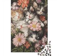 Puzzle Chaton Mignon Matériaux Respectueux de l'environnement Puzzle en Carton 100% Recyclé pour Femmes Hommes Cadeau de Noël Unique 1000 pièces (75x50cm)