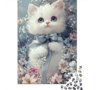 Puzzle Chaton Mignon Matériaux Respectueux de l'environnement Puzzle en Carton 100% Recyclé pour Femmes Hommes Cadeau de Noël Unique 1000 pièces (75x50cm)