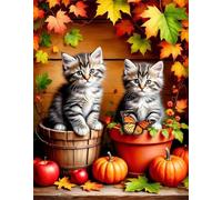 Puzzle Chats à Feuilles d'érable pour Adultes,120 pièces,25x20 cm Bricolage Artistique Puzzles, Jeu éducatif Challenge Toy Puzzle pour Décoration de la Maison