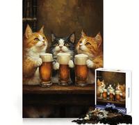 Puzzle Chats et Bières pour Ados 1000 Pièces Exercice de Logique Évasion Sérénité Bords Nets Joli Cadeau (38x26cm)