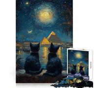 Puzzle Chats près des Pyramides 1000 pièces Développe l'habileté mentale Relaxation Facile Ajustement Parfait Cadeau Symbolique (38x52cm)