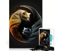 Puzzle Chats Yin et Yang 1000 Pièces Jeu de Réflexion Pièces Précises à Assembler sans Couture Activité Amusante en Famille (38x52cm)
